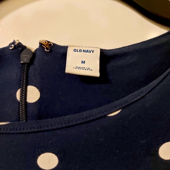 Navy Polka Dot Tshirt Dress - Picture 3 of 3